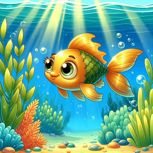cartoon golden fish.
2D