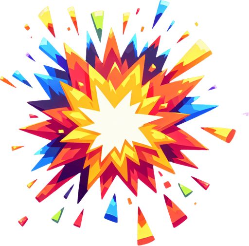 explosion.
Single Game Texture. In-Game asset. 2d. Blank background. High contrast. No shadows.