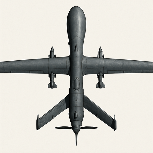 Askeri drone, üstten görünüm, gerçekçi, yazısız.
In-Game asset.  2d.  High contrast.  No shadows