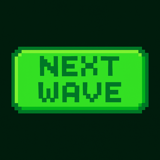botón con el texto 'next wave' pixel art. que tenga el color verde
In-Game asset.  2d.  High contrast.  No shadows