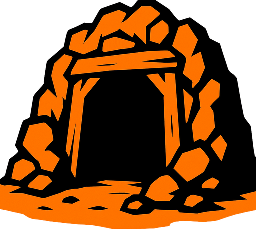 Maden girişi.
In-Game asset.  2d.  High contrast.  No shadows