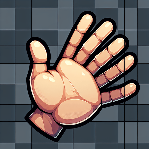 A hand Single Game Texture. In-Game asset. 2d. Blank background. High contrast. No shadows.