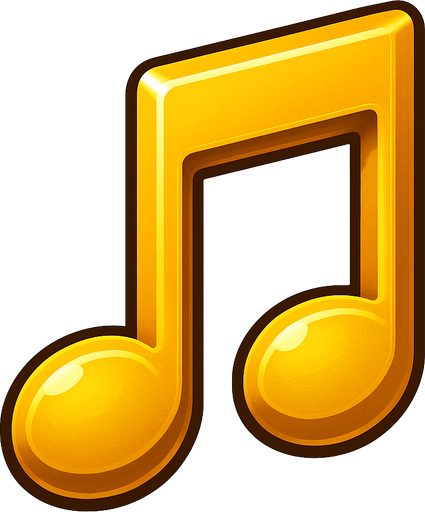 gold musical note.
In-Game asset.  3d.  High contrast.  No shadows