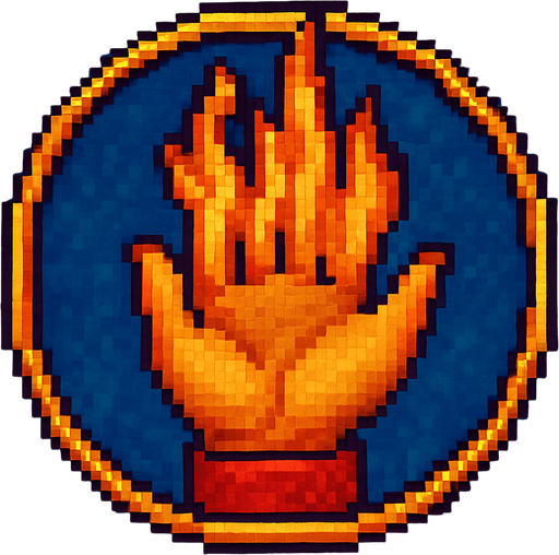 A hand with its fingers symbolizing fire