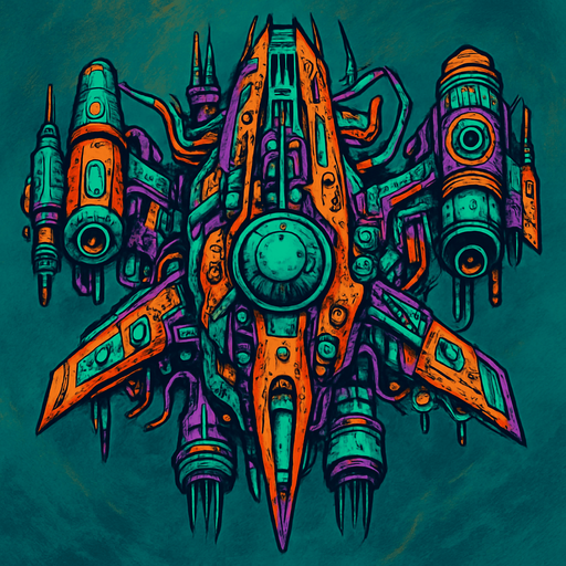 crazy spaceship top view.