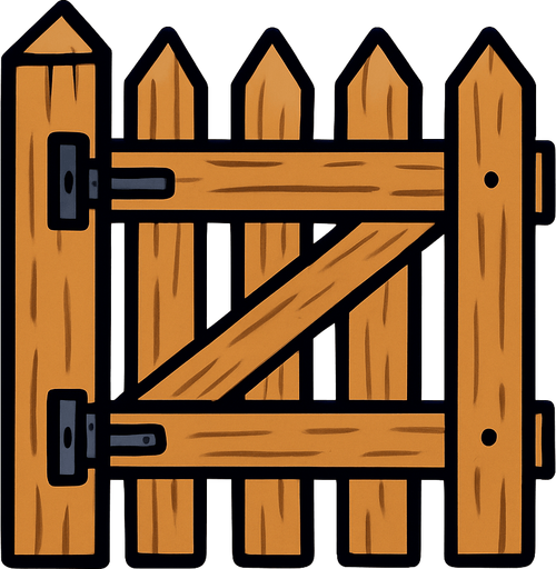 fence gate.
In-Game asset.  2d.  High contrast.  No shadows