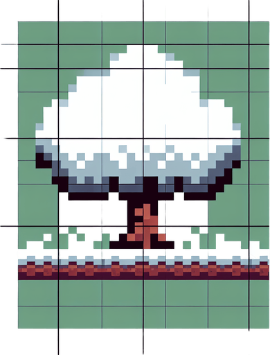 8 bit tree.
Single Game Texture. In-Game asset. 2d. Blank background. High contrast. No shadows.