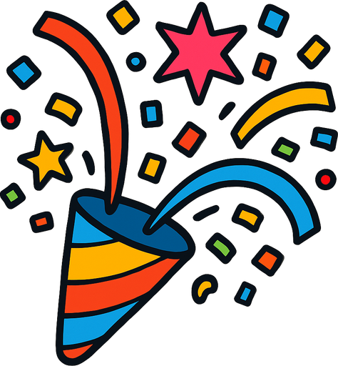 Konfeti tasarla patlayan.
In-Game asset.  2d.  High contrast.  No shadows