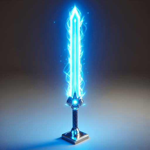 Blue lightsbaer in standing view.