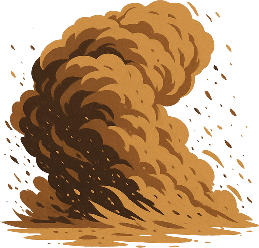 Tormenta de arena, algo realista.
In-Game asset.  2d.  High contrast.  No shadows