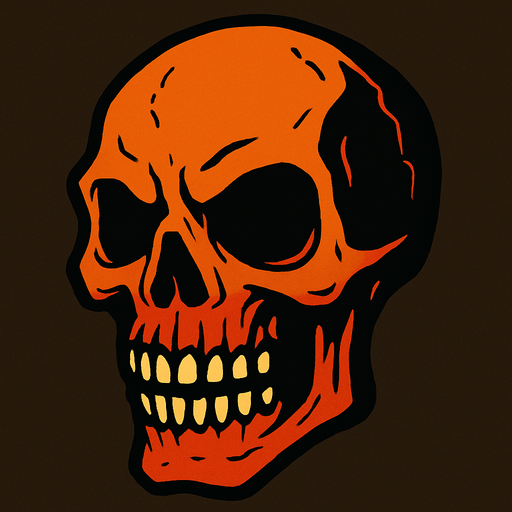 2d mysterious and scary skeleton character's head.
In-Game asset.  2d.  High contrast.  No shadows