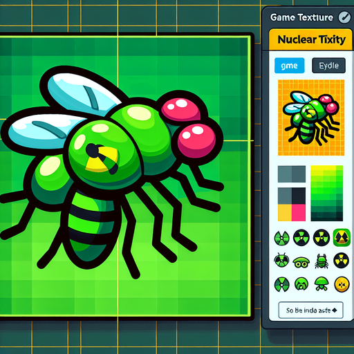 Cartoon. Green nuclear toxic fly
Single Game Texture. In-Game asset. 2d. Blank background. High contrast. No shadows.
