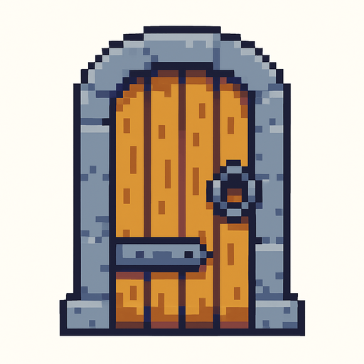 Pixel Art Door.
In-Game asset.  2d.  High contrast.  No shadows