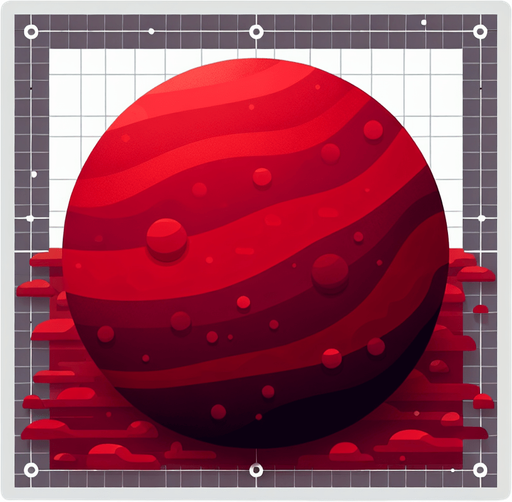 kırmızı gezegen.
Single Game Texture. In-Game asset. 2d. Blank background. High contrast. No shadows.