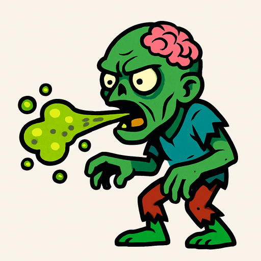 2D. Ranged zombie. attacks with poisonous saliva.
In-Game asset.  2d.  High contrast.  No shadows