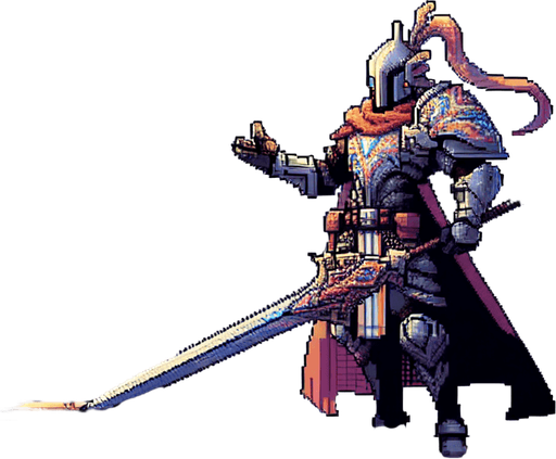 pixel art of single fantasy character facing left.
Single Game Texture. In-Game asset. 2d. Blank background. High contrast. No shadows.