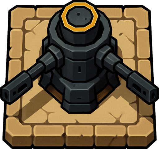 kuş bakışı silahlı kule..
In-Game asset.  2d.  High contrast.  No shadows