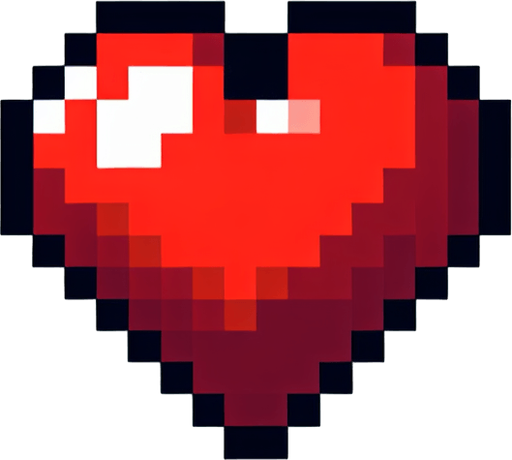 pixelated heart.
Single Game Texture.  In-Game asset.  2d.  Blank background.  High contrast.  No shadows
