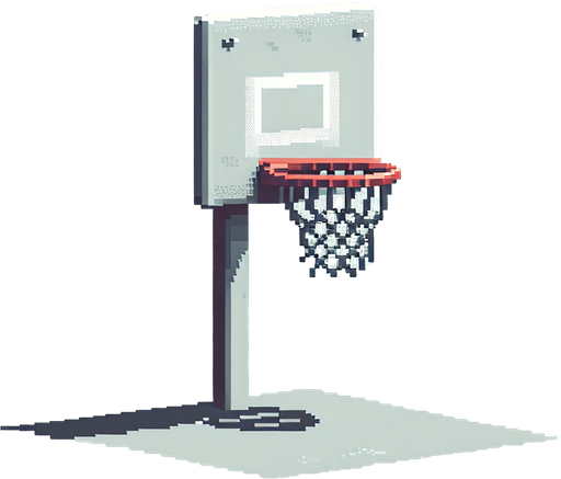 basketball hoop without the backboard, focusing solely on the hoop and net. pixelated. 8 bit..
Single Game Texture. In-Game asset. 2d. Blank background. High contrast. No shadows.