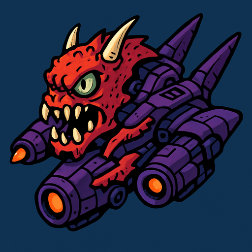 monster space ship.
In-Game asset.  2d.  High contrast.  No shadows