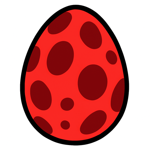 Make a red egg with dark red spots.
In-Game asset.  2d.  High contrast.  No shadows