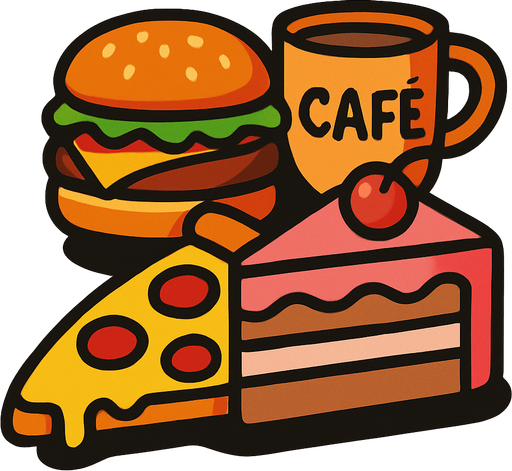 ultraburgerpizzacafecake.
In-Game asset.  2d.  High contrast.  No shadows