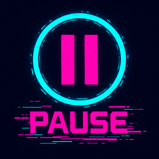 Cyberpunk style pause symbol.
In-Game asset.  2d.  High contrast.  No shadows