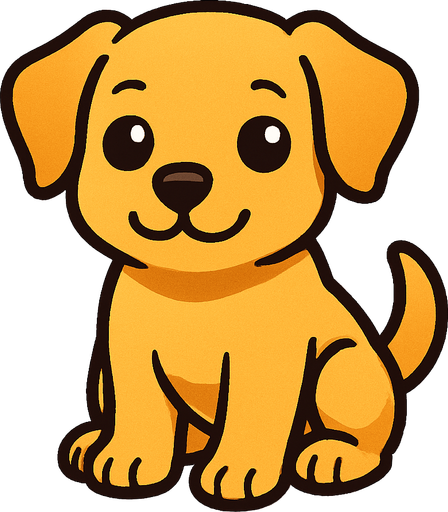 Chiot dorée (animal).
In-Game asset.  2d.  High contrast.  No shadows