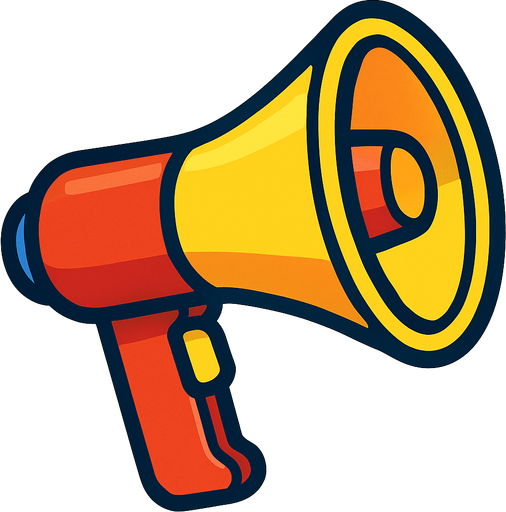 cartoon megaphone.
In-Game asset.  2d.  High contrast.  No shadows