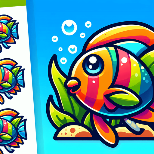 A tropical fish. Cartoon..
Single Game Texture.  In-Game asset.  2d.  Blank background.  High contrast.  No shadows