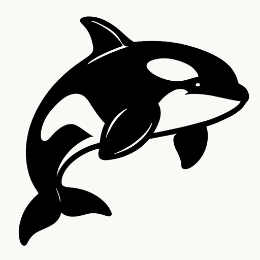 A big Black and White Orca.
In-Game asset.  2d.  High contrast.  No shadows