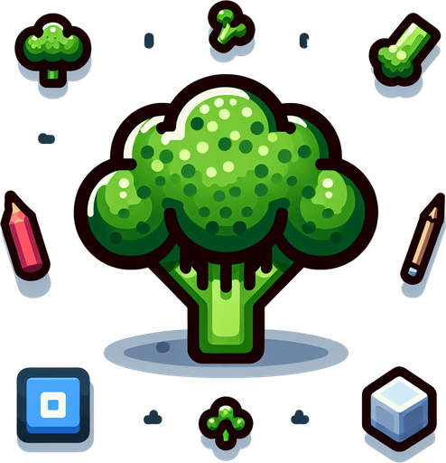 brocoli.
Single Game Texture. In-Game asset. 2d. Blank background. High contrast. No shadows.