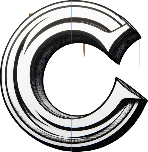 Letter C.
Single Game Texture.  In-Game asset.  2d.  Blank background.  High contrast.  No shadows