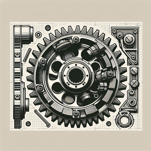 car gear top view.
Single Game Texture.  In-Game asset.  2d.  Blank background.  High contrast.  No shadows