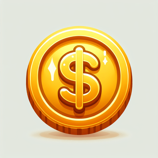 Gold coin.
Single Game Texture.  In-Game asset.  2d.  Blank background.  High contrast.  No shadows