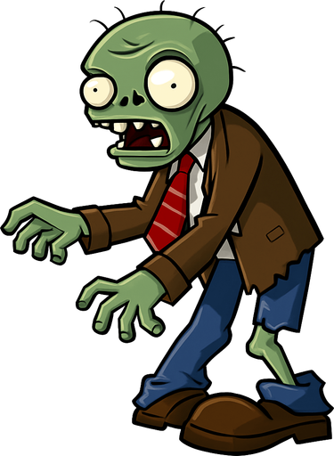 a plant vs zombies zombie.
In-Game asset.  2d.  High contrast.  No shadows