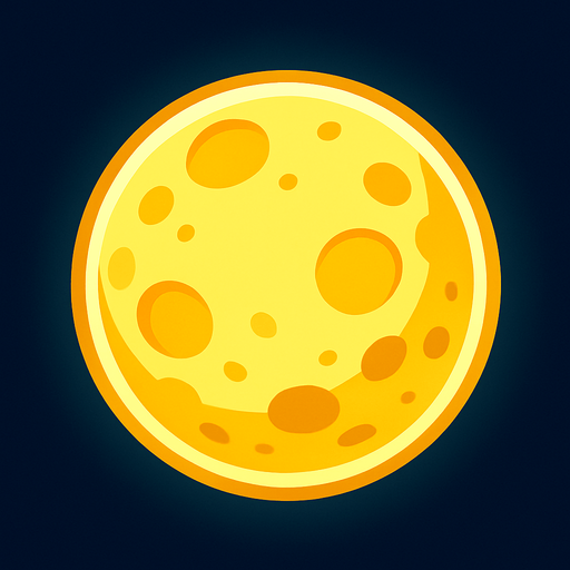 Una luna brillante.
In-Game asset.  2d.  High contrast.  No shadows