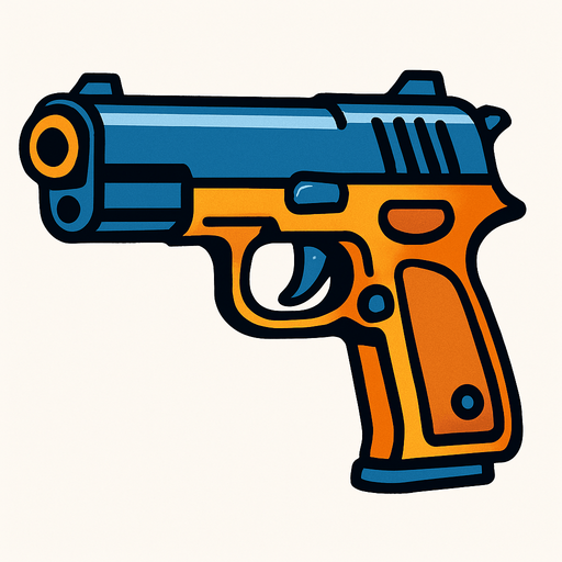 Arme a feu.
In-Game asset.  2d.  High contrast.  No shadows