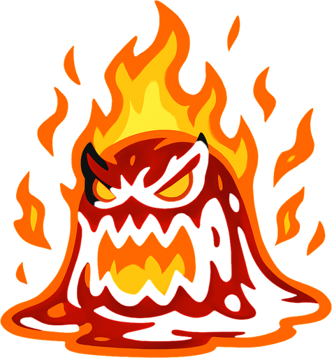boss slime but like fire and dangereous.
In-Game asset.  2d.  High contrast.  No shadows