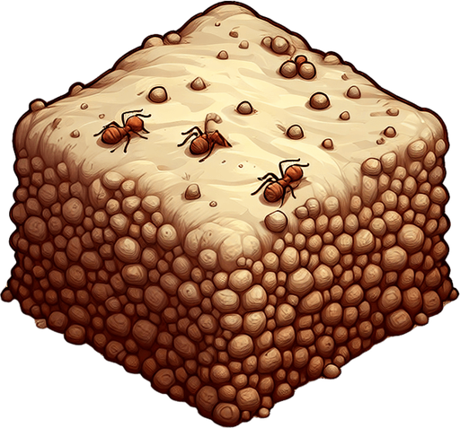 anthill.
Single Game Texture. In-Game asset. 2d. Blank background. High contrast. No shadows.