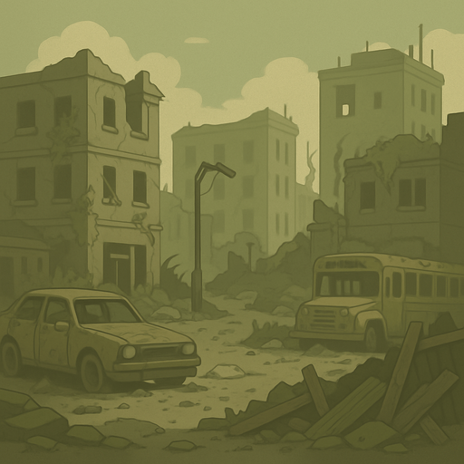 post apokaliptik evren.
In-Game asset.  2d.  low contrast.  No shadows