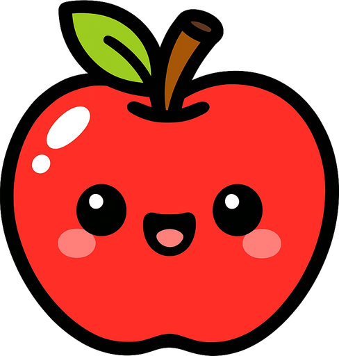 Manzana cute.
In-Game asset.  2d.  High contrast.  No shadows