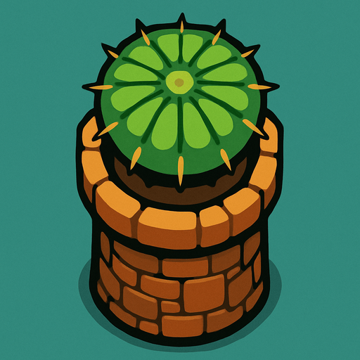 torre con captus desde arriba.
In-Game asset.  2d.  High contrast.  No shadows