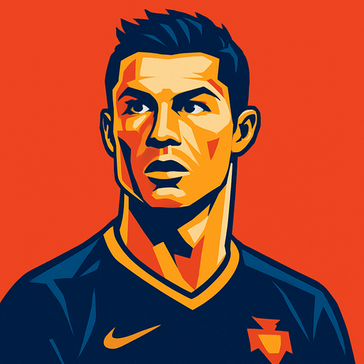 Cristiano ronaldo.
In-Game asset.  2d.  High contrast.  No shadows