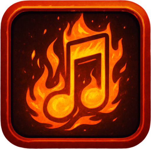 Generame una boton con dentro de forma de una nota musical con efectos de fuego
..
In-Game asset.  2d.  High contrast.  No shadows