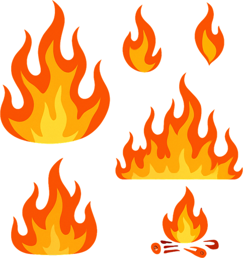 group of fire.
In-Game asset.  2d.  High contrast.  No shadows
