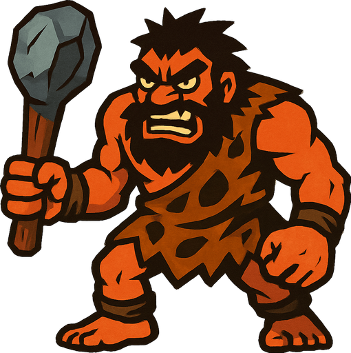 Taş devri düşman.
In-Game asset.  2d.  High contrast.  No shadows