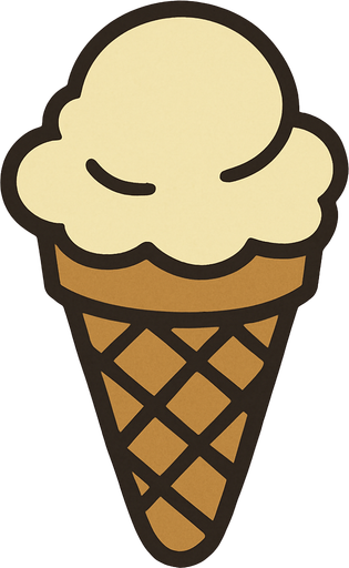 Ice cream cone in professor Layton game style artwork.
In-Game asset.  2d.  High contrast.  No shadows