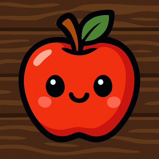 Apple with cute face.
In-Game asset.  2d.  High contrast.  No shadows