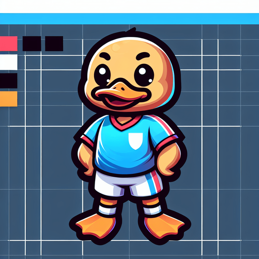 Duck in a jersey..
Single Game Texture. In-Game asset. 2d. Blank background. High contrast. No shadows.